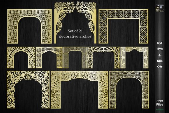 Arches with Abstract and Floral Patterns