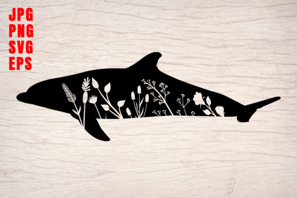 Dolphin Silhouette Animal Clipart Floral