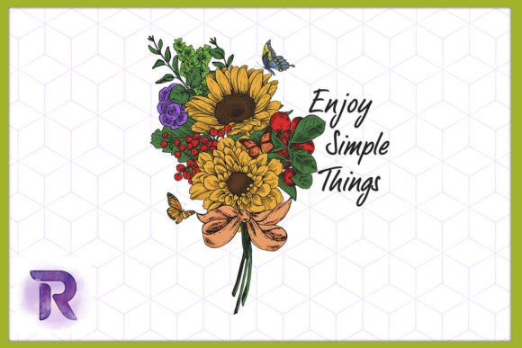 Enjoy Simple Things Vintage Floral PNG