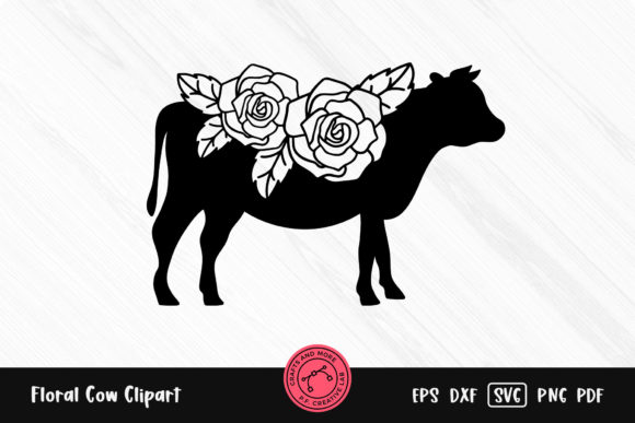 Floral Cow Animal Silhouette