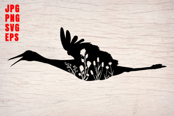 Flying Bird Floral Silhouette Animal Art