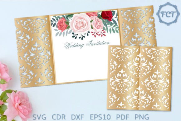 Gate Damask Wedding Invitation SVG