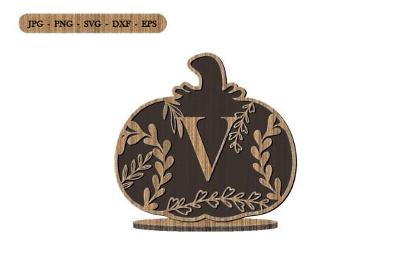 Leafy Floral Initial Standing Pumpkin