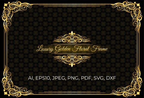 Luxury Golden Floral Frame Wedding Card