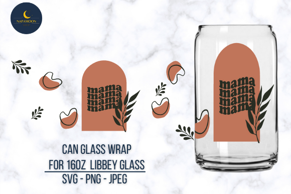 Mama Boho Style, Mama Floral Can Glass