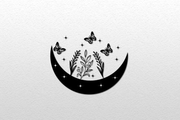 Moon Butterfly Floral Cut File