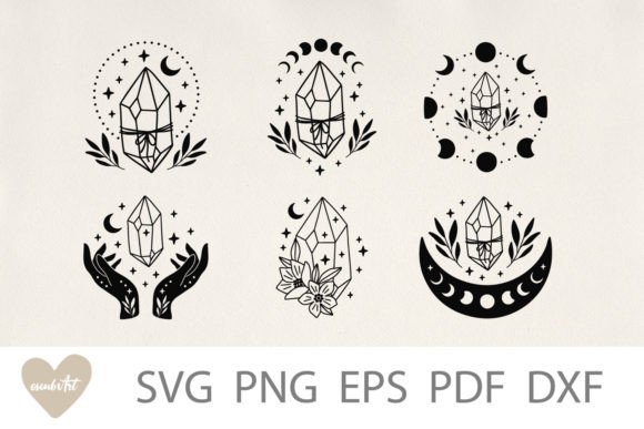 Mystical Celestial Crystals SVG