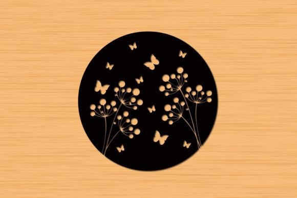 Round Laser Cut Panels Butterfly Floral