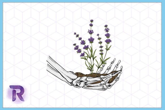 Skeleton Hand with Growing Floral